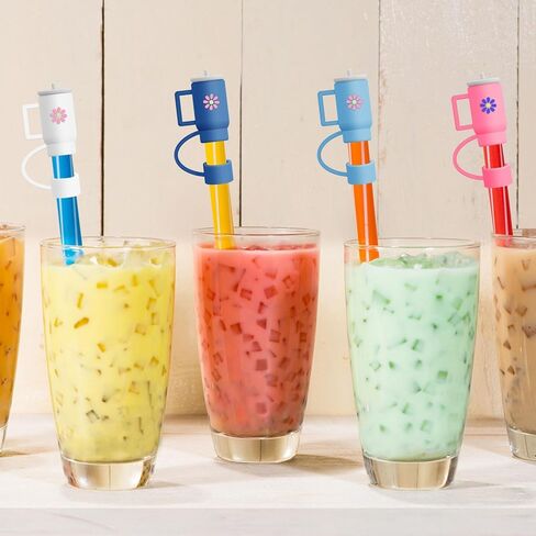 Auidy 20 Pcs Straw Toppers Compatible with Stanley Cups Silicone Cute Toppers for Cups 30&40 Oz Tumbler Accessories 10mm Straw Covers in Kuwait