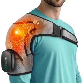 وسادة تدفئة الكتف اللاسلكية من WoloyHeatie، مدلك الكتف لتخفيف آلام الأنسجة العميقة، لفافة كتف ساخنة مع الحرارة والتدليك للرجال والنساء، وسادة تدفئة لآلام الكفة المدورة، رمادي in Kuwait