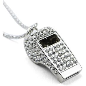 صفارة حبل معدنية من حجر الراين، صوت عالٍ كريستالي مع صفارة سلسلة للمدربين، والحكام، والمعلمين، والشرطة، وحارس الإنقاذ، والطوارئ، والرياضة، والكبار (فضي) in Kuwait