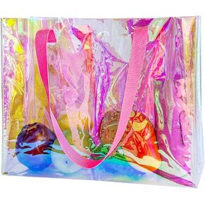 حقيبة يد شفافة ثلاثية الأبعاد بمقابض سوداء معتمدة من ملعب قوس قزح من مادة PVC للنساء للتسوق in Kuwait