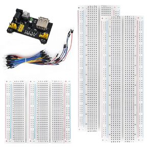 Solderless Breadboard Kit, Includes 2 Pcs 830 Tie Point Bread Boards & 2 Pcs 400 Tie Point, 65Pcs Jumper Wires,5V DC Power Supply for Arduino,Prototype Board in Saudi Arabia