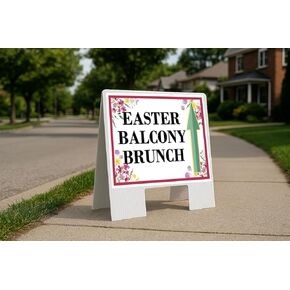 Easter Balcony Brunch Spring Flowers Plum Pink Up Arrows A-Frame Single Sided 23x23 in. sign in Kuwait