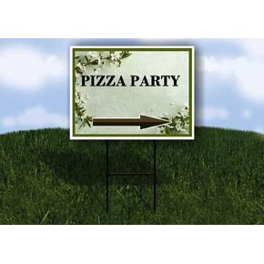 Pizza Party Spring Flowers Sage Green Directional Arrows A-Frame Double Sided 23x23 in. sign in Kuwait
