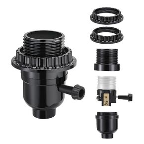 مقبس إضاءة E26 مدرج من UL، استبدال مقبس المصباح مع مفتاح تشغيل/إيقاف أجزاء مصباح قاعدة متوسطة مع حلقتين لمقبس المصباح، مقبس تركيب المصباح الكهربائي لمصباح الطاولة، مصباح أرضي، حزمة واحدة in Kuwait