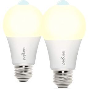 مصابيح إضاءة بمستشعر الحركة Sengled، مصابيح A19 LED من الغسق إلى الفجر 3000K بيضاء ناعمة، مصابيح إضاءة داخلية وخارجية منشطة بالحركة 8.8 وات (ما يعادل 60 وات) 800 لومن للشرفة، المرآب، المدخل، عبوتان in Kuwait
