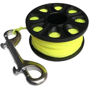 Scuba Spool Finger Reel Accessory for Traveling Diver Compact 30M Nylon Line Stainless Steel Double Hook, Fluorescent Yellow in Kuwait