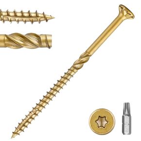 #9 x 2-1/2 in Multi-Purpose Wood Deck Screw for Interior and Exterior,Bugle Head,Golden Coated with T25 Bit Star Drive Torx for Furniture Building/Fence/Decking(1LBS,85Pcs) in Kuwait
