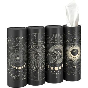 4 Pack Car Tissue Holder with 3-ply Facial Tissues Bulk, Moon Pattern Round Tube Tissue Box for Home Office Bathroom in Kuwait