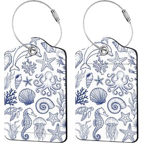 2 Pcs Funny Cat Luggage Tags for Suitcase, Leather Luggage Tags Cute, Privacy Cover ID Label with Stainless Steel Loop & Address Card, Cute Cat Travel Bag Tag Luggage Accessories for Suitcases in Saudi Arabia