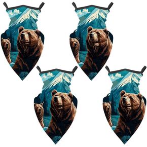 4 Pack Bear Neck Gaiter Face Scarf Cover Sun Protection Balaclava Cloth Bandanas with Ear Loops in Kuwait