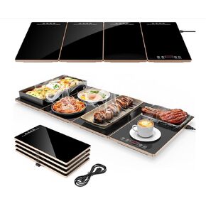 Upgraded Electric Warming Tray, 4 in 1 Food Warmers for Parties Buffet with 8 Temps and Timer, 33x15'' Glass Surface Warming Mat for Food, Modular Buffet Hot Plates for Catering and Gatherings in Saudi Arabia