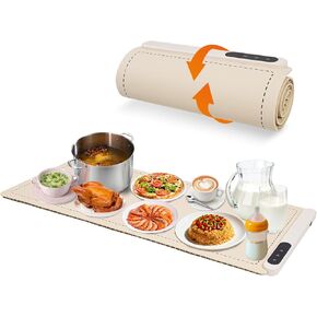 Food Warming Mat Extra Large 36x16 Inch 580W Waterproof Heating Pad, 6-Temperature Levels & 6-Hour Timer, Buffet Warmer for Chafing Dishes, Parties, Catering, Countertop Use (Beige) in Kuwait