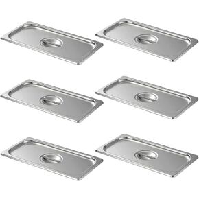 غطاء مقلاة طاولة بخار مشقوقة مقاس 1/3 مع مقبض، أغطية مقلاة فندق مكونة من 6 قطع، غطاء وعاء طعام مضاد للمربى، غطاء طعام لتقديم الطعام لمجموعة صينية معدنية من الفولاذ المقاوم للصدأ in Kuwait