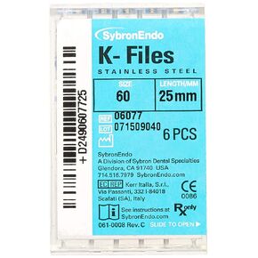6077 Endo Hand K-File، مستدق 0.02 مم، طول 25 مم، من الفولاذ المقاوم للصدأ، مقاس 60 طرف، أزرق (عبوة من 6 قطع) in Saudi Arabia