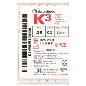 825-2301 K3 NiTi Endo File، مستدق 0.02 مم، مستدق وردي، حجم 30 طرف، لون طرف أزرق، نيكل تيتانيوم، طول 21 مم، عبوة من 6 قطع in Saudi Arabia