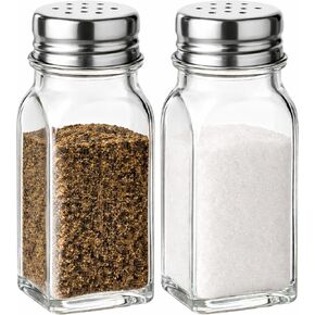 2PCS Salt Shaker, Salt and Pepper Shakers Set - Clear Glass Salt Shaker with with Stainless Steel Lid,Kitchen Gadgets - Dishwasher Safe in Saudi Arabia
