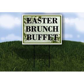 Easter Brunch Buffet Spring Flowers Sage Green Up Arrows A-Frame Single Sided 23x23 in. sign in Kuwait