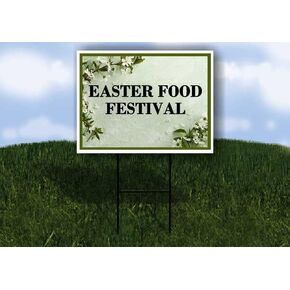 Easter Food Festival Spring Flowers Sage Green Directional Arrows A-Frame Double Sided 23x23 in. sign in Kuwait