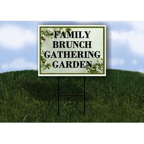Family Brunch Gathering Garden Spring Flowers Sage Green Directional Arrows A-Frame Double Sided 23x23 in. sign in Kuwait