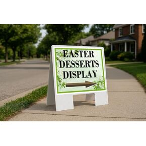 Easter Desserts Display Spring Flowers Sage Green Directional Arrows A-Frame Double Sided 23x23 in. sign in Kuwait