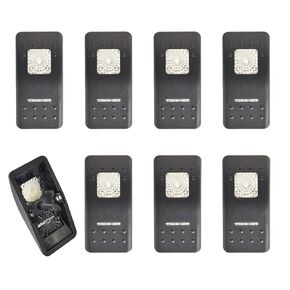 8 قطع غطاء مفتاح الروك البحري 12 فولت بديل مع نوعين من الملصقات DIY لمفتاح Carling ARB البحري، لوحة القيادة الكهربائية للقارب، صندوق لوحة مفاتيح السيارة (شريط مربع واحد، عدسة بيضاء) in Kuwait
