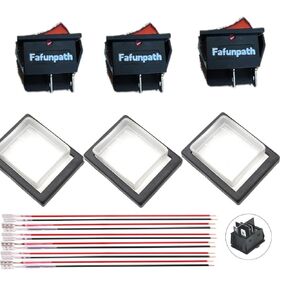 3Pack Rocker Switch 16A 250VAC KCD4/KCD2 DPST 4 Pin 2 Position Red Lighted 120V Rocker Toggle Switch ON/Off Heavy Duty with Wires and Waterproof Silicone Cover (16A Red Lighted) in Saudi Arabia