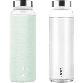 زجاجات مياه زجاجية 32 أونصة، 1 لتر / 1000 مل زجاجات شرب زجاجية واسعة الفم مع أغطية، زجاجة مياه كبيرة من البورسليكات قابلة لإعادة الاستخدام للمدرسة والمنزل والمكتب والسفر والرياضة واليوجا وصالة الألعاب الرياضية in Kuwait