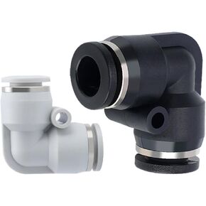 PV Pneumatic Air Pipe Joint Quick Connector Right Angle 90 Degree Plastic Elbow PV-4/6/8/10/12 Black And White 1Pcs(白色PV-4) in Kuwait