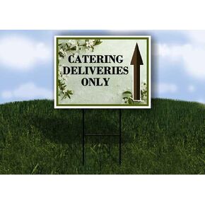Catering Deliveries Only Spring Flowers Sage Green Up Arrows A-Frame Single Sided 23x23 in. sign in Kuwait