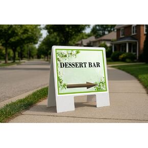 Dessert Bar Spring Flowers Sage Green Up Arrows A-Frame Single Sided 23x23 in. sign in Kuwait