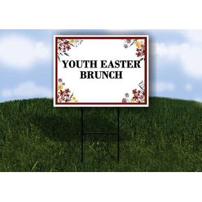 غداء عيد الفصح للشباب، زهور الربيع، سهام وردية اللون البرقوق، إطار على شكل حرف A من جانب واحد مقاس 23 × 23 بوصة. in Kuwait