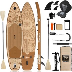 TIGERXBANG Inflatable Stand Up Paddle Board, 11'6" x 35" x 6", Tribal Spirit Design, SUP for 3 People, Perfect for Relaxation & Exploration in Kuwait