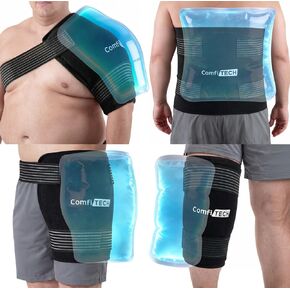 حزمة ثلج قابلة لإعادة الاستخدام من كومفي تيك، ضغط بارد جل ناعم متعدد الأغراض مع شريطين قابلين للتعديل لتخفيف حر اليدين على الظهر والكتف والركبة والورك، غلاف كبير جدًا للأوجاع والآلام البسيطة، 30.48 سم × 38.1 سم in Kuwait