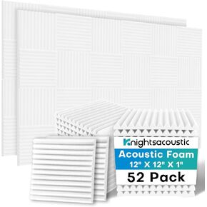 52 Pack White Sound Proof Foam Panels for Walls, 1 X 12 X 12 Inches Acoustic Foam Panels, High Density Acoustic Panels Sound Absorbing, Noise Cancelling Studio Wedges in Saudi Arabia