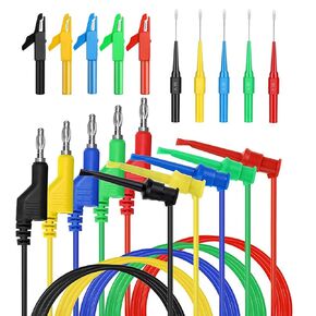 15PCS Back Probe Kit, Stackable Banana Plug to Test Hook Test Leads Set with Alligator Clips and Back Probe Pins for Car Repairing Diagnostic Multimeter Electrical Testing 5 Colors in Kuwait