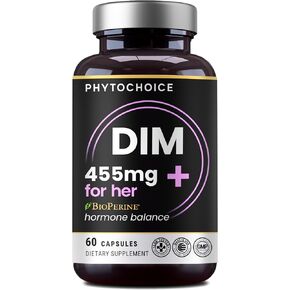DIM للنساء 350 مجم عالي الفعالية مع BioPerine® ومستخلص البروكلي - 455 مجم مركب إجمالي لتوازن الهرمونات، واستقلاب الإستروجين، ودعم الدورة الشهرية وانقطاع الطمث، وبشرة صافية وصحة المرأة، 60 كبسولة in Kuwait