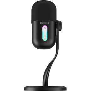 TOALLIN CM60 - USB Condenser Microphone for Recording, Streaming, Podcasting, Meetings on Teams, Zoom, OBS, Twitch, YouTube, Noise Reduction & Mute, Works with Laptop/PC/Tablet/Cellphone, Black in Kuwait