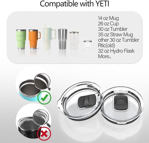 أغطية بديلة لغطاء الأكواب سعة 30/32 أونصة لأكواب YETI، كوب سعة 14/35 أونصة، عبوتان من أغطية الأكواب المقاومة للانسكاب أثناء السفر مع مفتاح منزلق مغناطيسي، خالية من مادة BPA in Kuwait