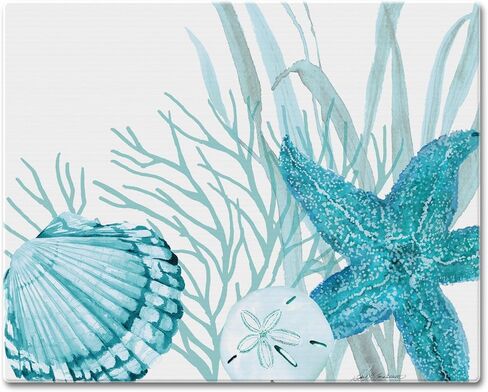CounterArt Coral Life 3mm Tempered Glass Cutting Board 15" x 12" Serving Board Charcuterie Board in Saudi Arabia