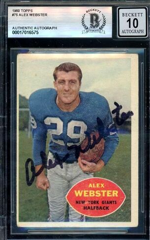 Alex Webster Gem Mint 10 Beckett BAS Signed 1960 Topps Autograph - NFL Autographed Football Cards in Saudi Arabia