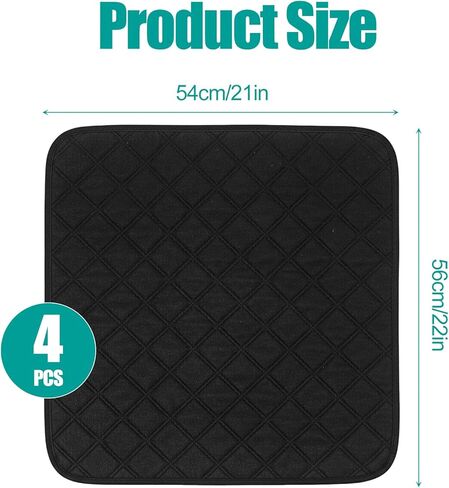 4 عبوات من وسادات الكراسي المقاومة للماء لسلس البول، وسادات حماية المقعد قابلة لإعادة الاستخدام مقاس 55.88 سم × 53.34 سم، غطاء مقعد واقي للكرسي قابل للغسل، وسادة ماصة لسلس البول غير قابلة للانزلاق للسرير والكرسي المتحرك والأطفال والحيوانات الأليفة in Kuwait