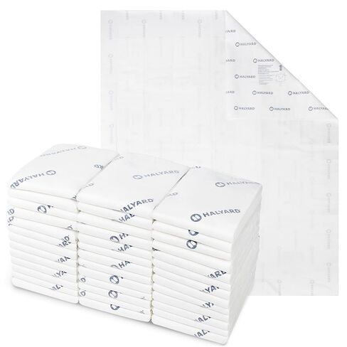 وسائد HALYARD الفاخرة للاستعمال مرة واحدة مقاس 30 × 36 وسادة Chux - علبة مكونة من 40 وسادة سرير للبالغين مع قلب مبطن للهواء للتحكم في الرطوبة والرائحة، وامتصاص ثقيل، إعادة وضع 300 رطل in Kuwait