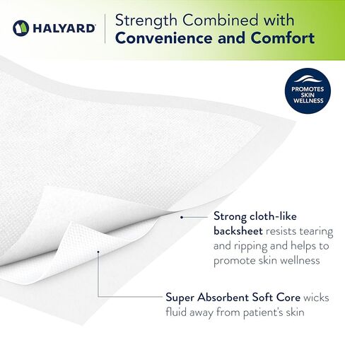 وسائد HALYARD الفاخرة للاستعمال مرة واحدة مقاس 30 × 36 وسادة Chux - علبة مكونة من 40 وسادة سرير للبالغين مع قلب مبطن للهواء للتحكم في الرطوبة والرائحة، وامتصاص ثقيل، إعادة وضع 300 رطل in Kuwait