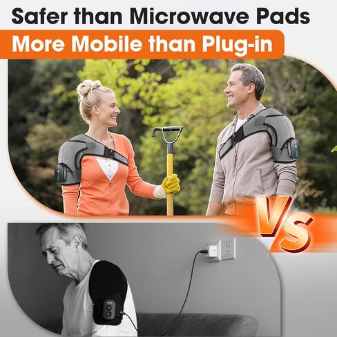 وسادة تدفئة الكتف اللاسلكية من WoloyHeatie، مدلك الكتف لتخفيف آلام الأنسجة العميقة، لفافة كتف ساخنة مع الحرارة والتدليك للرجال والنساء، وسادة تدفئة لآلام الكفة المدورة، رمادي in Kuwait