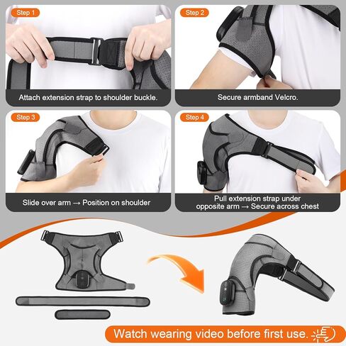 وسادة تدفئة الكتف اللاسلكية من WoloyHeatie، مدلك الكتف لتخفيف آلام الأنسجة العميقة، لفافة كتف ساخنة مع الحرارة والتدليك للرجال والنساء، وسادة تدفئة لآلام الكفة المدورة، رمادي in Kuwait
