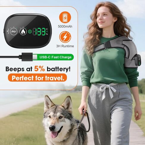 وسادة تدفئة الكتف اللاسلكية من WoloyHeatie، مدلك الكتف لتخفيف آلام الأنسجة العميقة، لفافة كتف ساخنة مع الحرارة والتدليك للرجال والنساء، وسادة تدفئة لآلام الكفة المدورة، رمادي in Kuwait