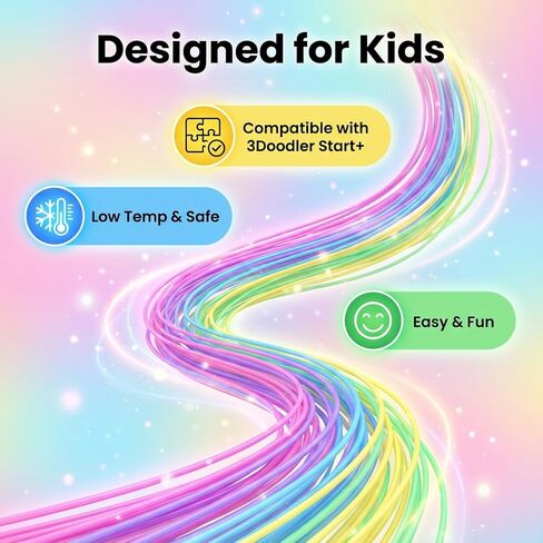 عبوات خيوط القلم ثلاثية الأبعاد المتوهجة في الظلام متوافقة مع 3Doodler Start+، آمنة ومنخفضة الحرارة 2.5 مم PCL، كل لون 10 قطع إجمالي 100 قطعة هدية للأطفال in Kuwait