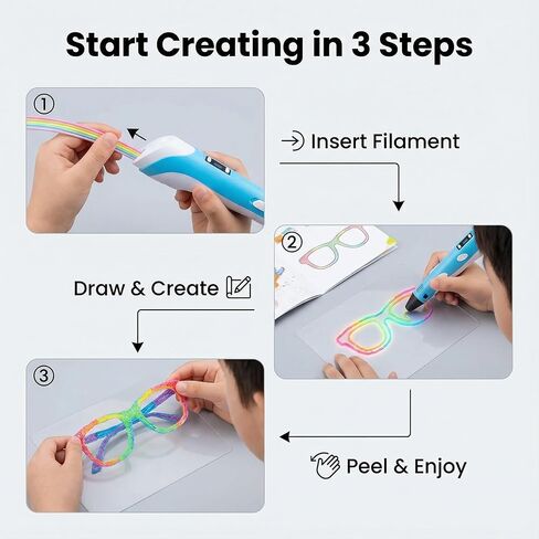 عبوات خيوط القلم ثلاثية الأبعاد المتوهجة في الظلام متوافقة مع 3Doodler Start+، آمنة ومنخفضة الحرارة 2.5 مم PCL، كل لون 10 قطع إجمالي 100 قطعة هدية للأطفال in Kuwait