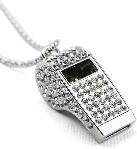 صفارة حبل معدنية من حجر الراين، صوت عالٍ كريستالي مع صفارة سلسلة للمدربين، والحكام، والمعلمين، والشرطة، وحارس الإنقاذ، والطوارئ، والرياضة، والكبار (فضي) in Kuwait