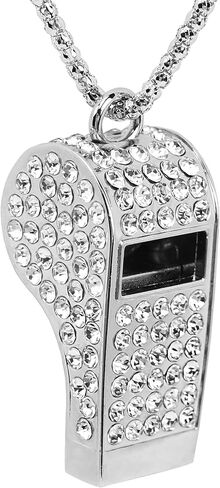 صفارة حبل معدنية من حجر الراين، صوت عالٍ كريستالي مع صفارة سلسلة للمدربين، والحكام، والمعلمين، والشرطة، وحارس الإنقاذ، والطوارئ، والرياضة، والكبار (فضي) in Kuwait